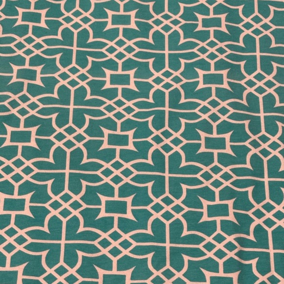 Gretchen Scott Teal White Geometric Print 3/4 Sleeve Knit Dress Size L - Picture 3 of 10